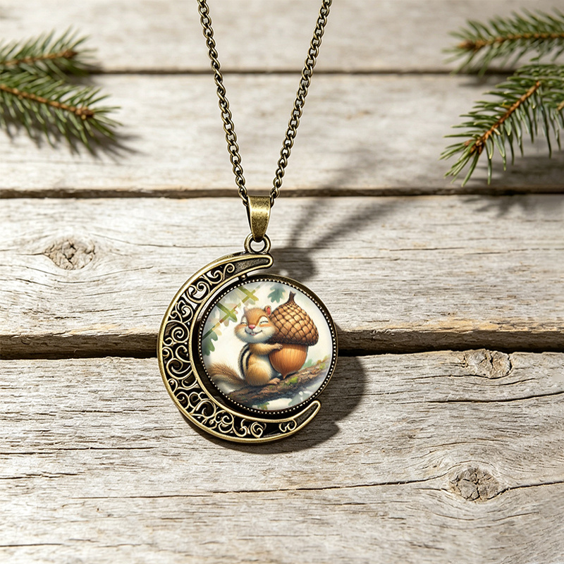 3pc Handmade Chipmunk & Acorn Jewelry Set